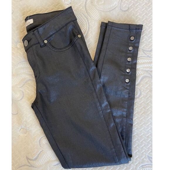 Elan Black Coated Skinny Button Up Ankle Jeans. Size Small. EUC! - Picture 3 of 7